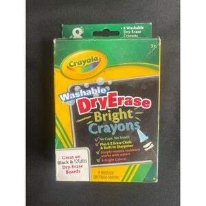 Crayola 8 Count Washable Dry Erase Bright Crayons with Sharpener and Cloth